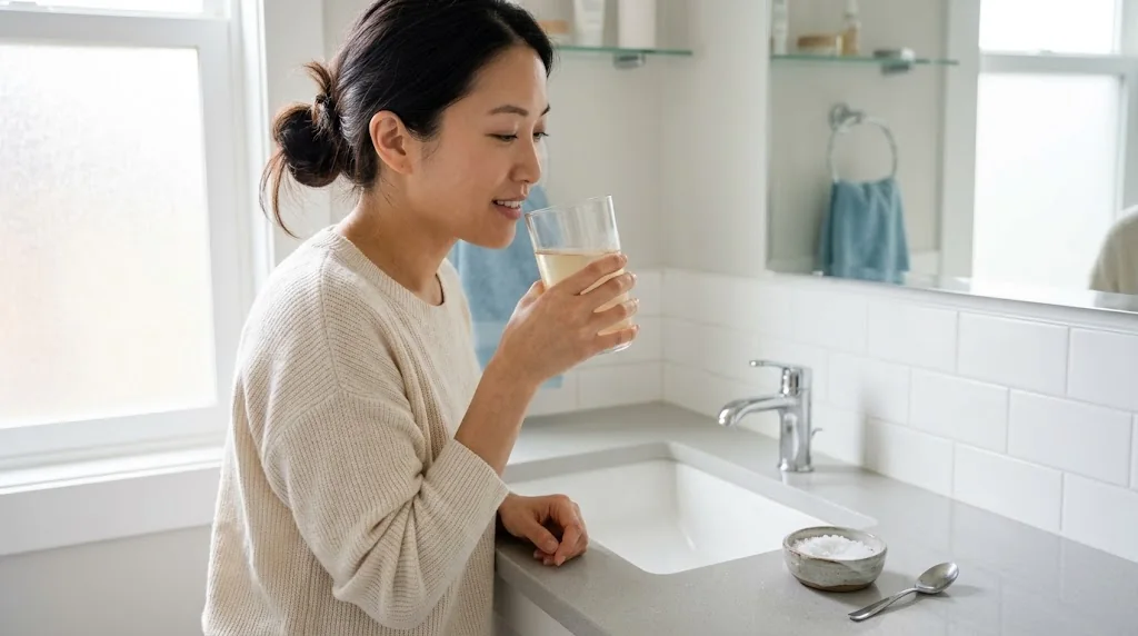 在家用溫鹽水漱口舒緩飛滋